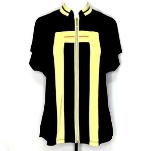 Vintage 1990s Jamie Sadock Full Zip Color Block Activewear Top